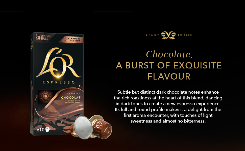 L'OR Espresso Chocolate Flavour Coffee Capsules x10 Nespresso Compatible