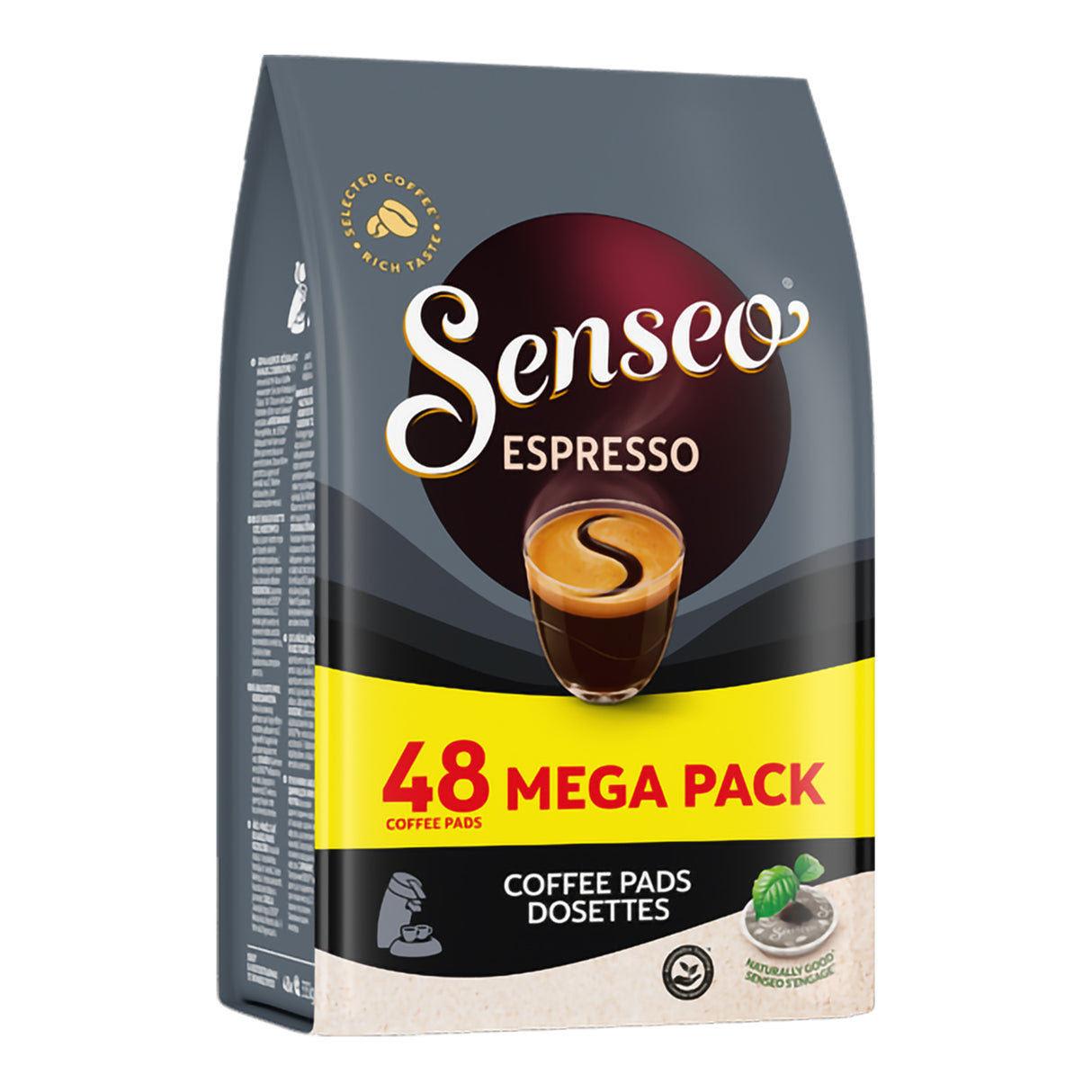Senseo Espresso coffee pads packaging with '48 Mega Pack' on a white background
