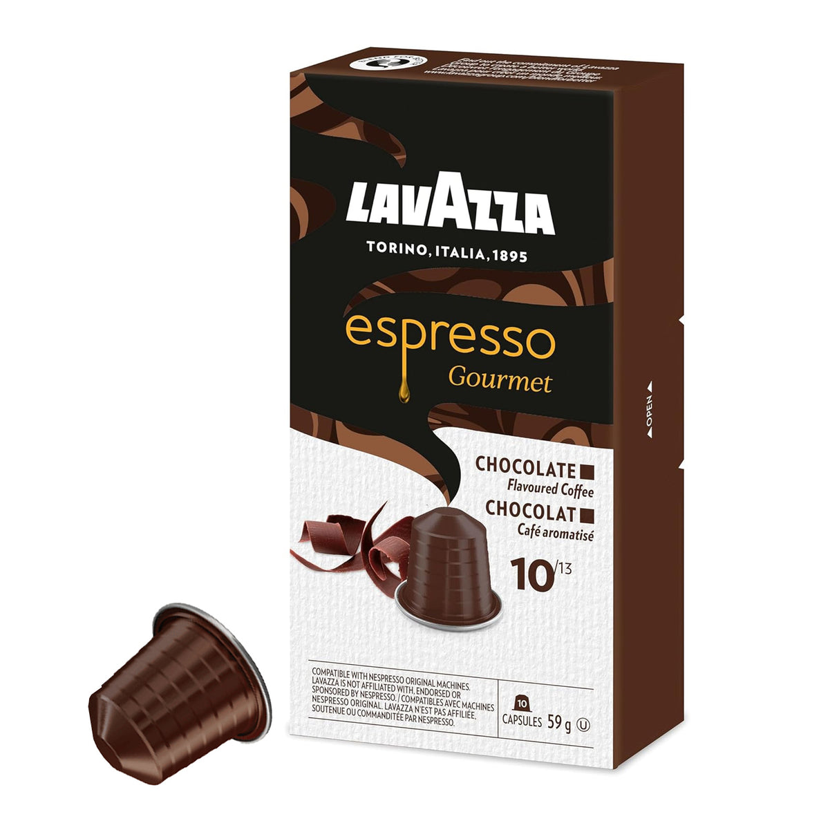 Lavazza Espresso Gourmet 10 Chocolate Capsule Nespresso Compatible Pods