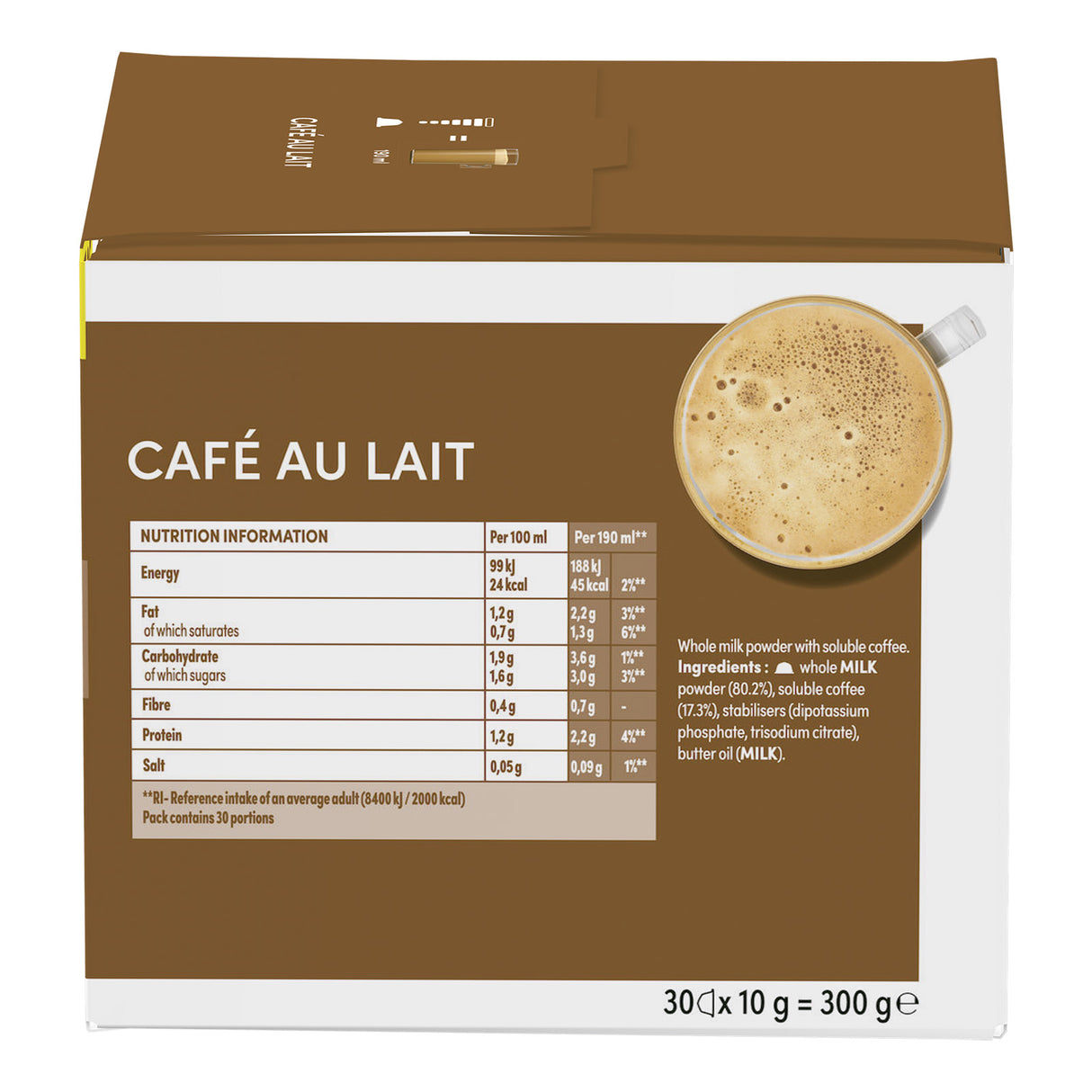 Dolce Gusto Cafe Au Lait Magnum Pack reverse