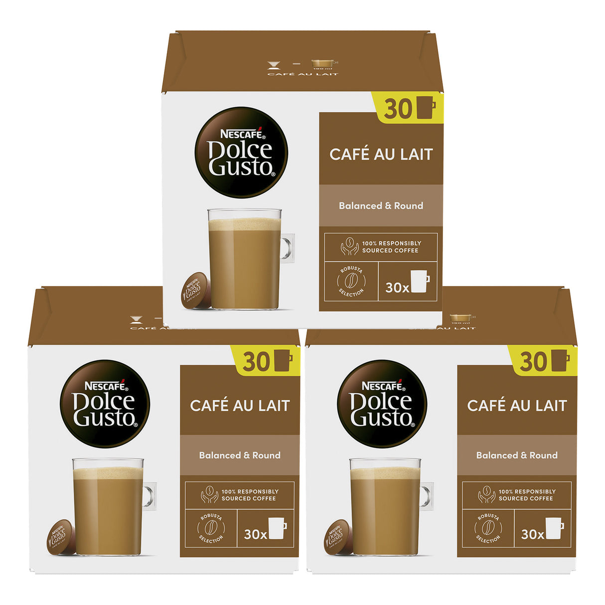 Dolce Gusto Cafe Au Lait Magnum Packs Coffee Pods 3x30 Case