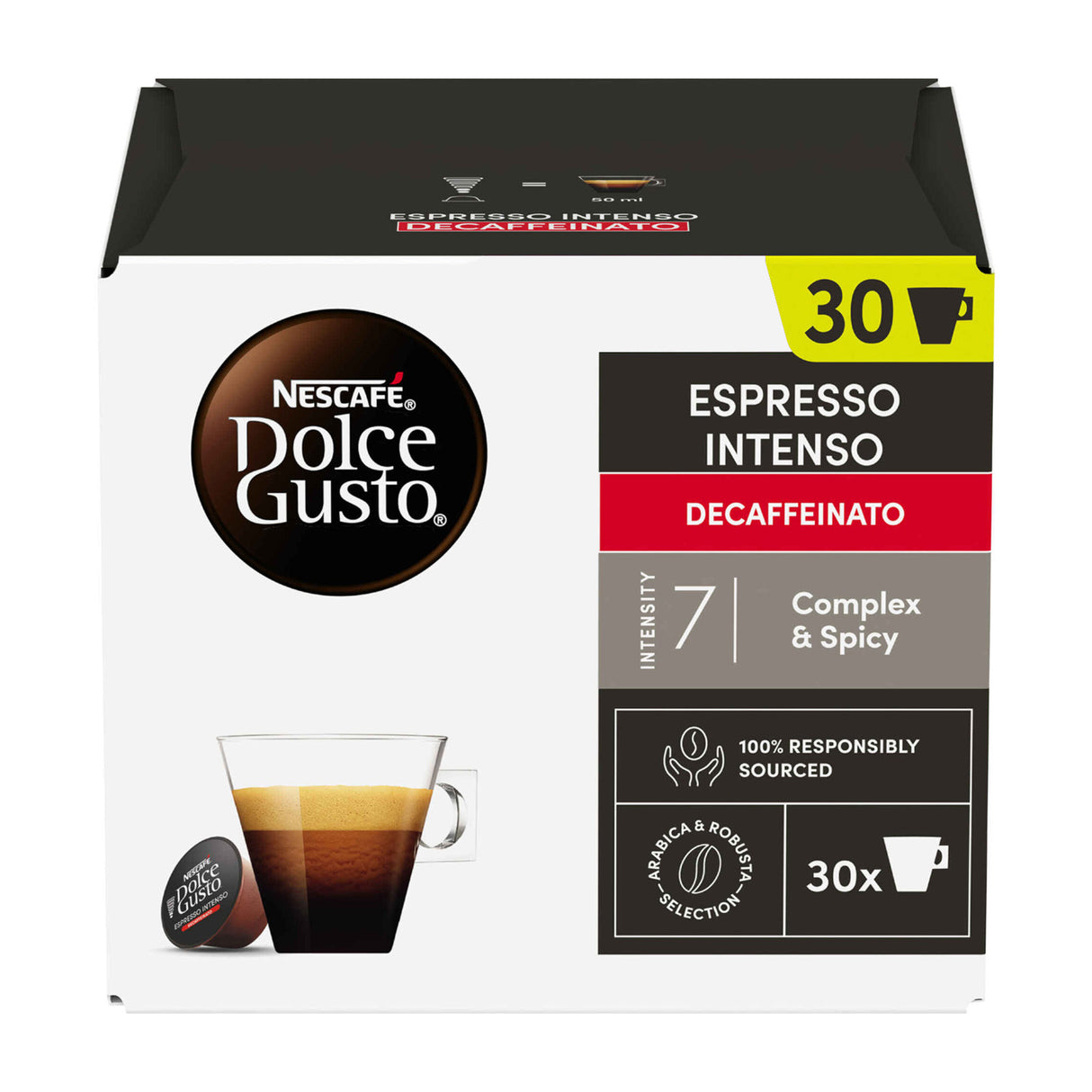 Dolce Gusto Espresso Intenso Decaf Magnum Packs Coffee Pods x30