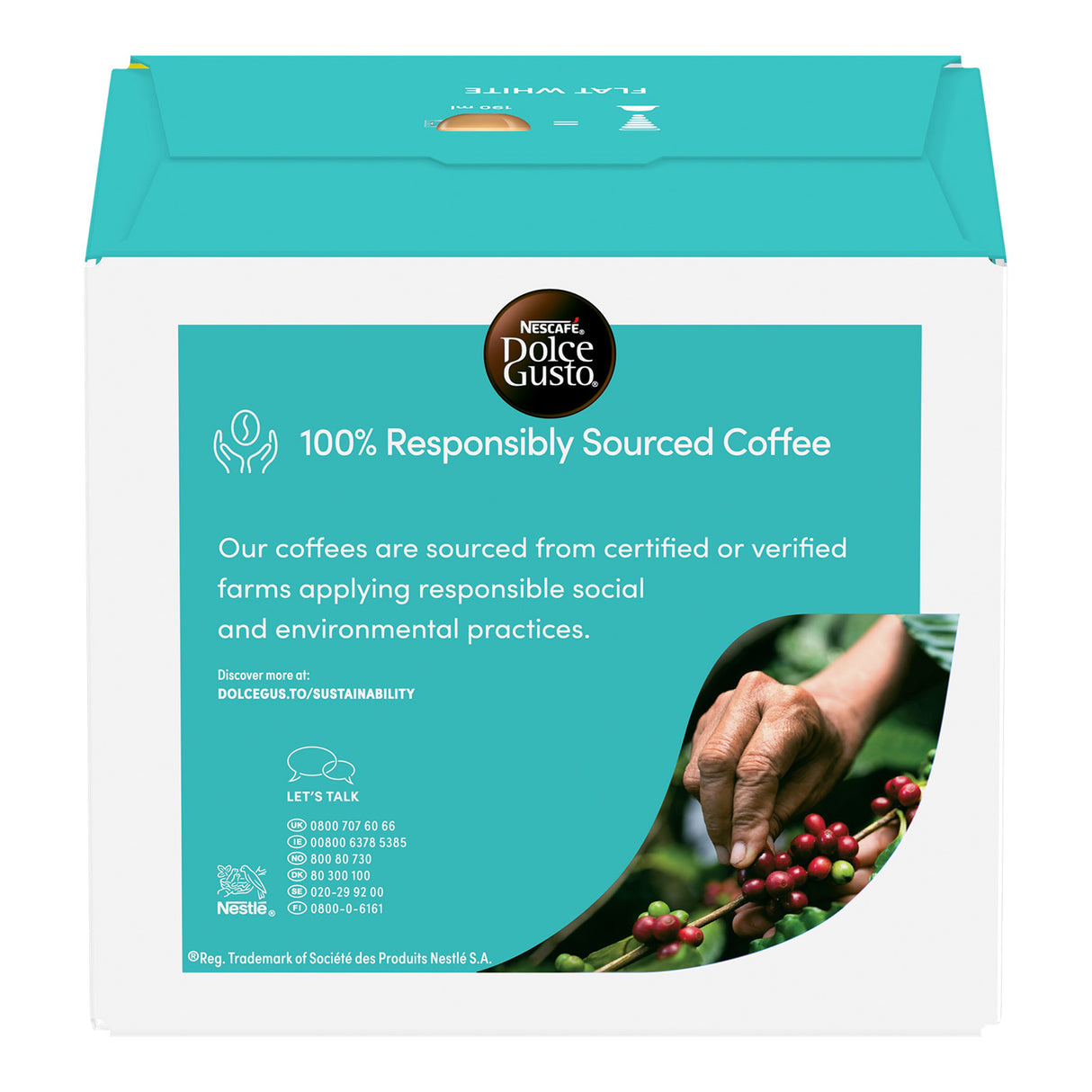 Nescafe Dolce Gusto Flat White coffee pod Magnum Packet reverse