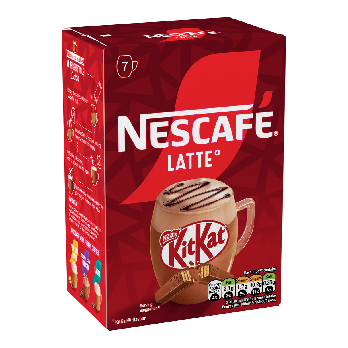 Nescafe Kitkat Latte 7 Sachets Angled Shot