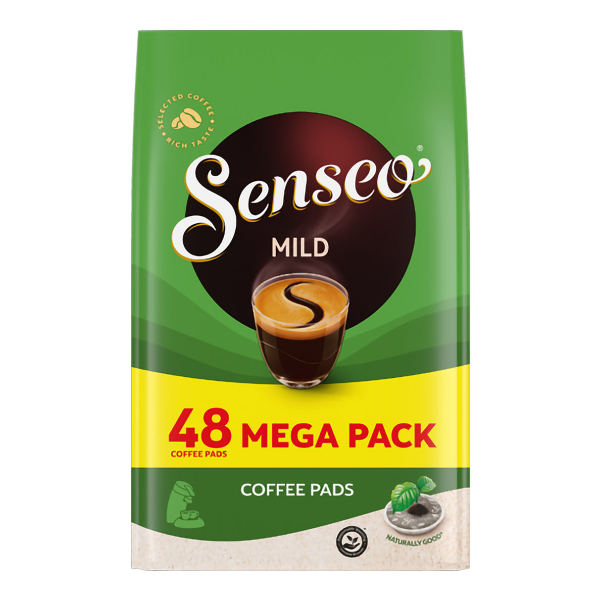Senseo Mild coffee pads packaging on a white background