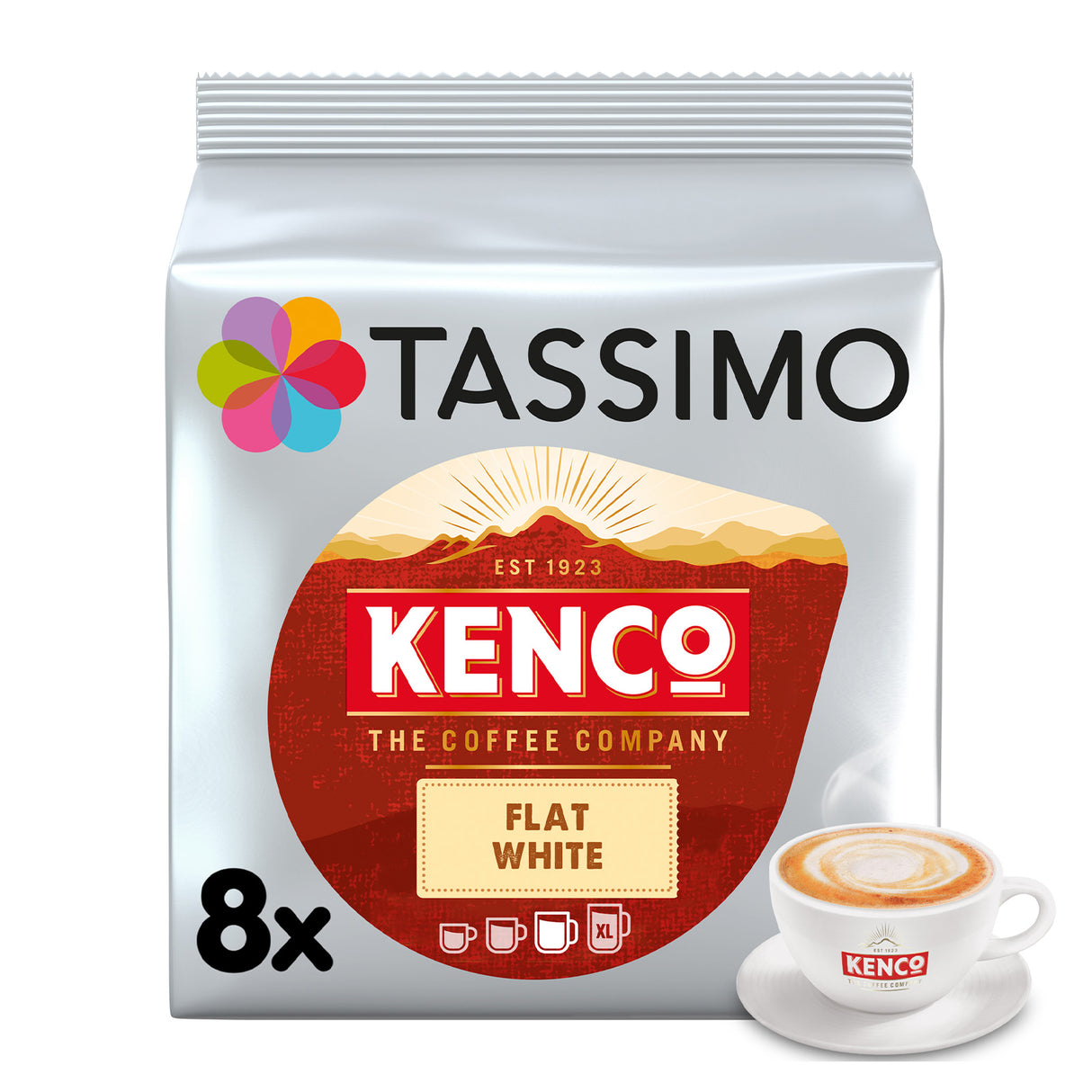 Tassimo Kenco Flat White Pack with cup