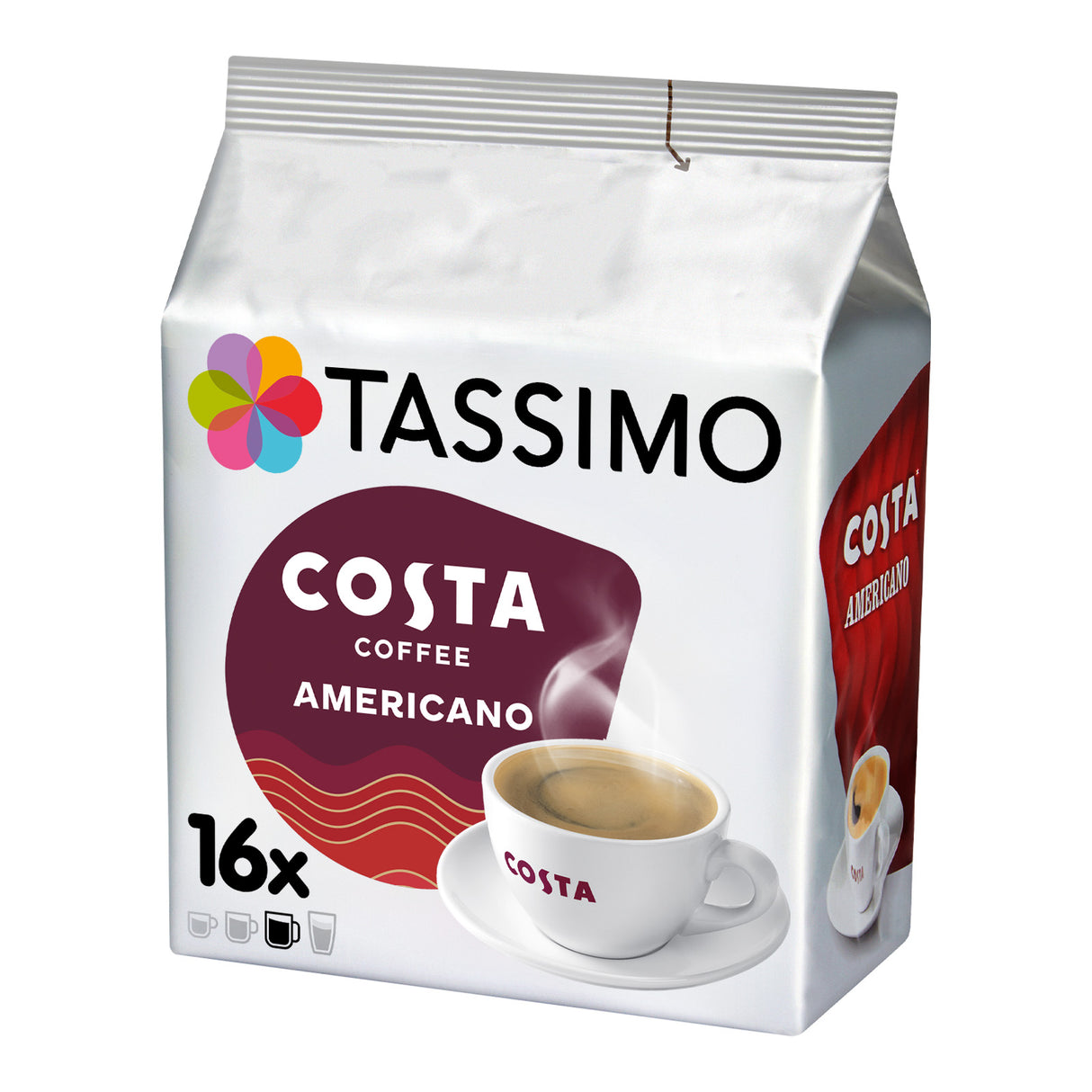 Tassimo Costa Coffee Americano packaging on a white background