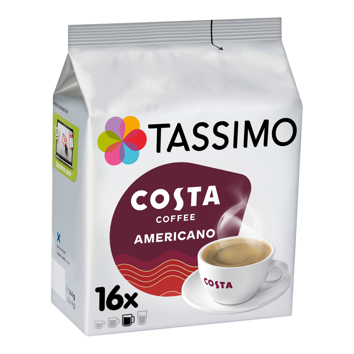 Tassimo Costa Coffee Americano packaging on a white background