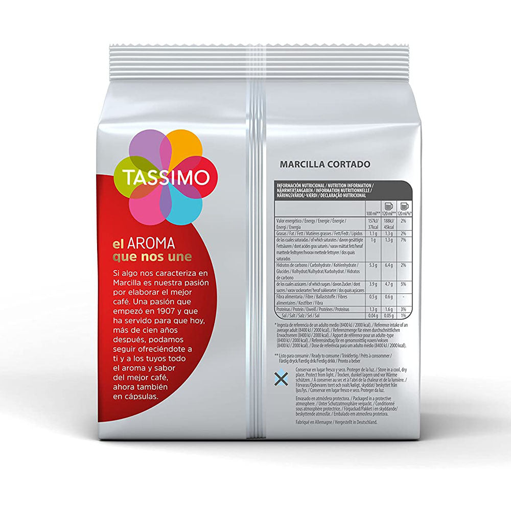 Tassimo Marcilla Cortado Coffee Pods back of packet