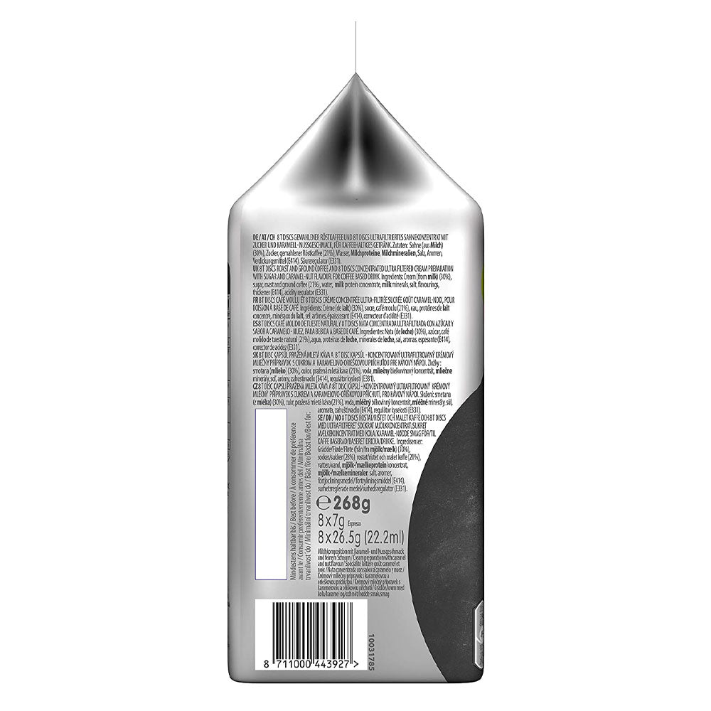 Tassimo Selections Toffee Nut Latte Coffee Pods side of packet