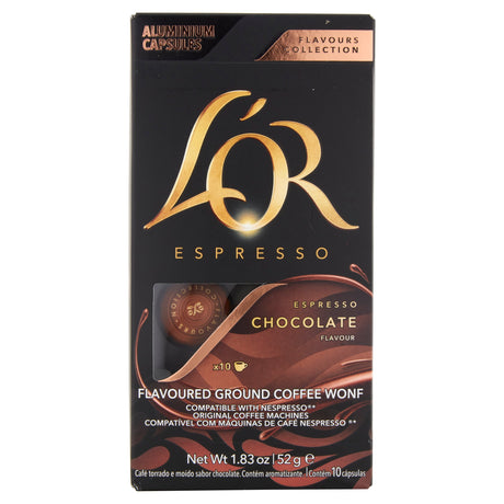 L'OR Espresso Chocolate Flavour Coffee Capsules x10 Nespresso Compatible