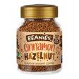 Jar of Beanies Cinnamon Hazelnut instant coffee on a white background