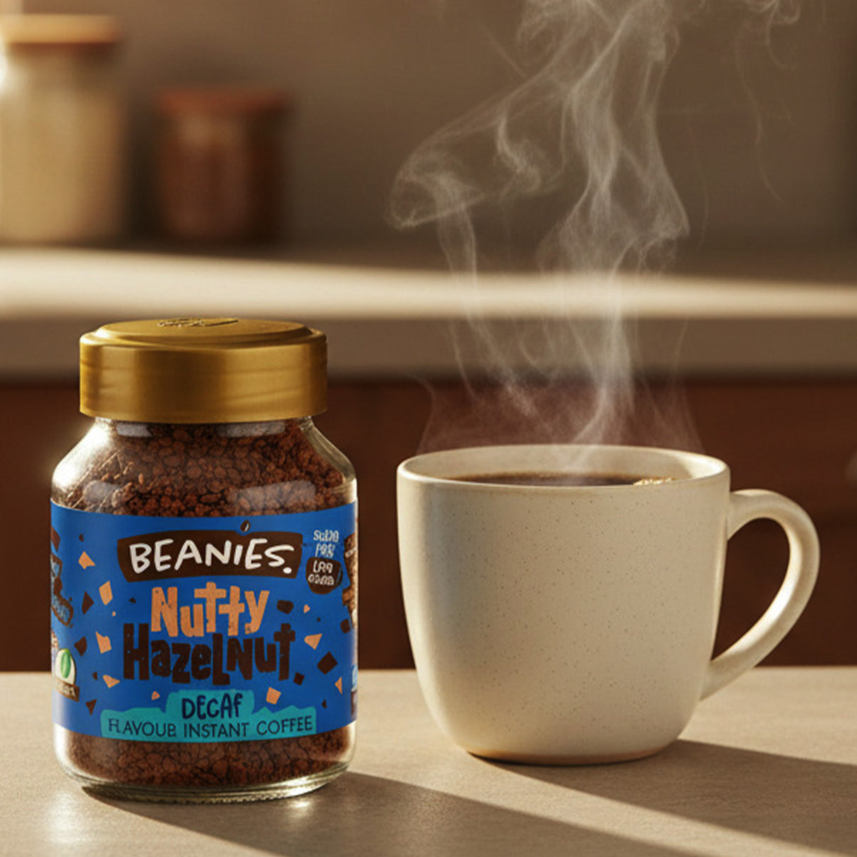 Beanies Nutty Hazelnut Decaf Flavoured Instant Coffee 50g