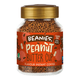 Jar of Beanies Peanut Butter Cup instant coffee on a white background