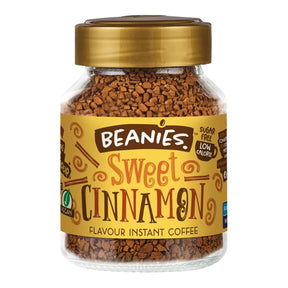 Jar of Beanies Sweet Cinnamon instant coffee on a white background