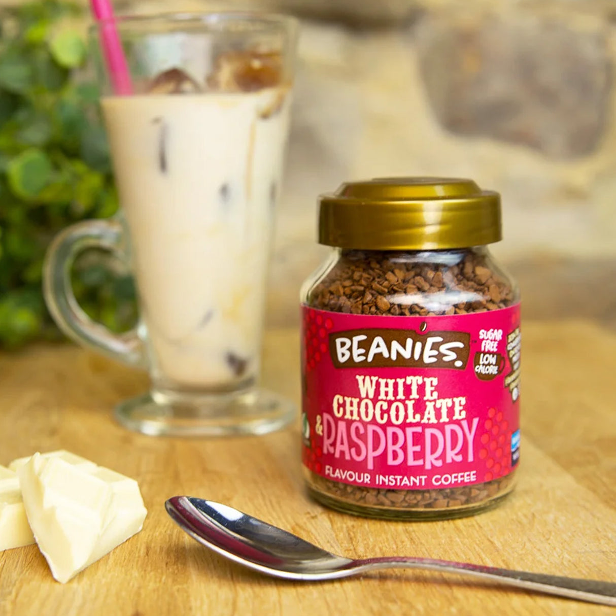 Beanies White Chocolate & Raspberry Flavoured Instant Coffee 50g