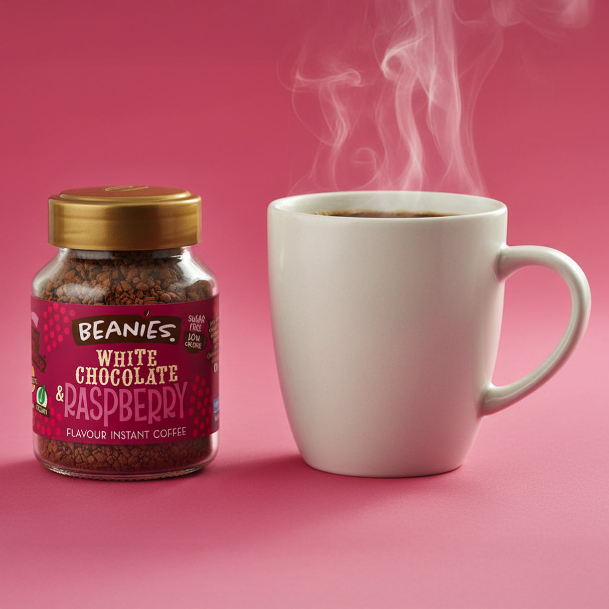 Beanies White Chocolate & Raspberry Flavoured Instant Coffee 50g