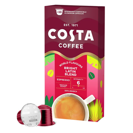 Costa Coffee Bright Blend Espresso 10 Capsule Nespresso Compatible Pods