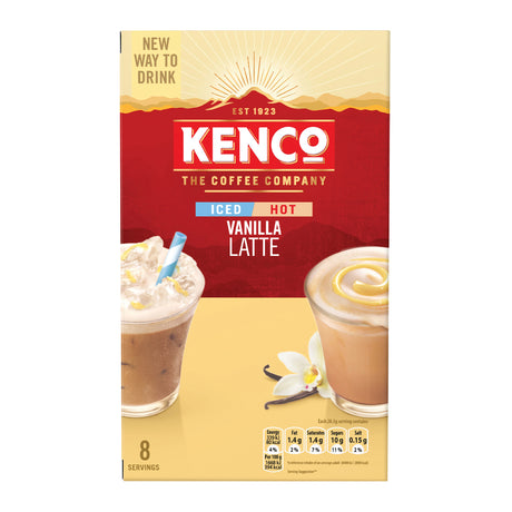 Kenco Vanilla Hot Cold Latte Instant Coffee 8 Sachets