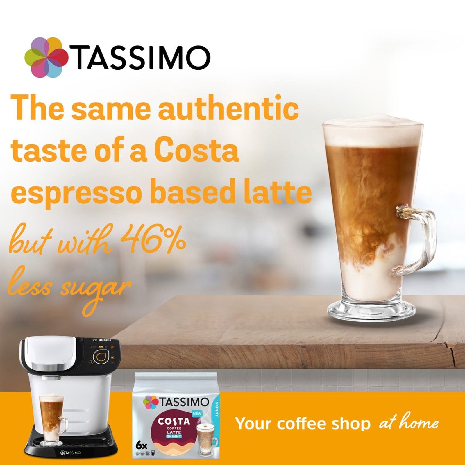 Tassimo Costa Skinny Latte Coffee Pods Stormbrew