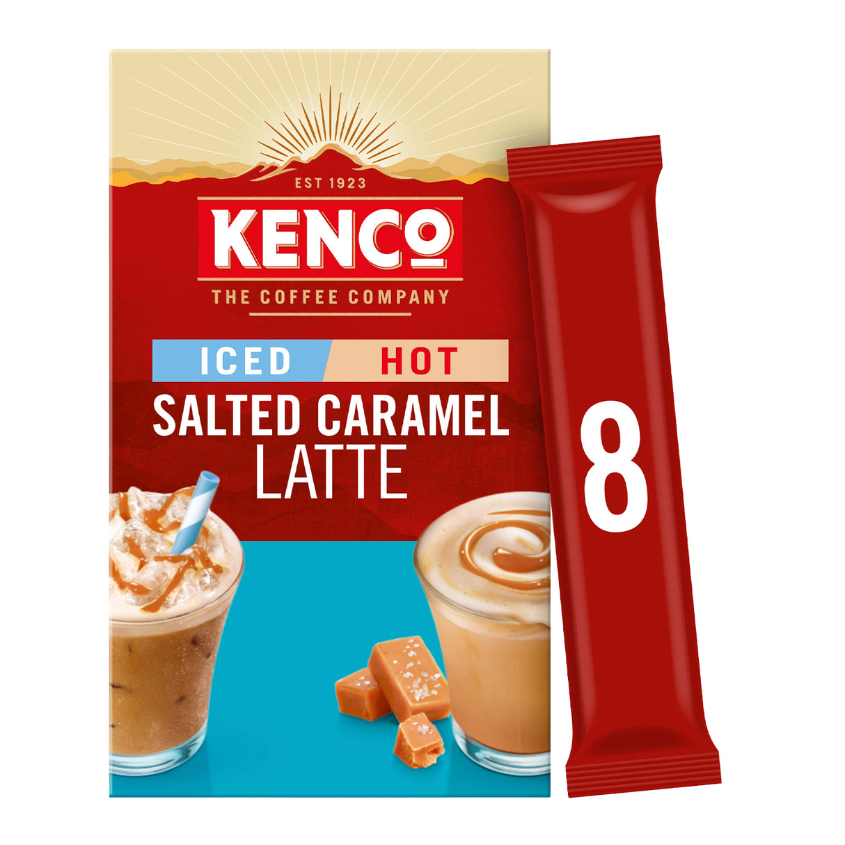 Kenco Salted Caramel Hot Cold Latte Instant Coffee 8 Sachets