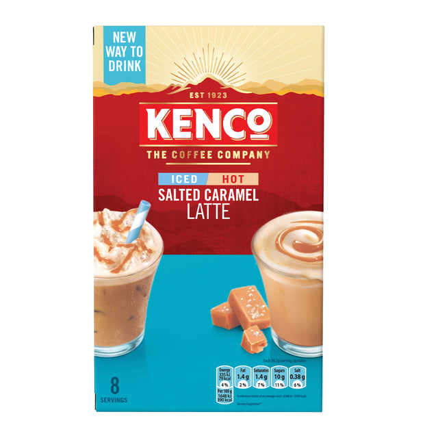 Kenco Salted Caramel Hot Cold Latte Instant Coffee 8 Sachets