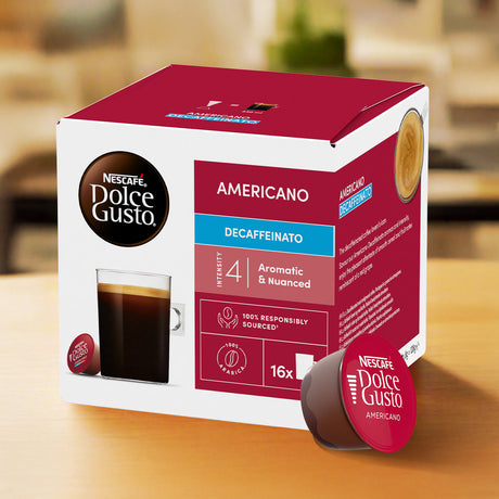 Nescafe Dolce Gusto Decaffeinato Americano pack in kitchen