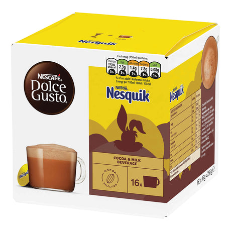 Nescafe Dolce Gusto Nesquik cocoa and milk beverage box on a white background