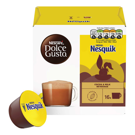 Nescaèfe Dolce Gusto and Nesquik packaging on a white background