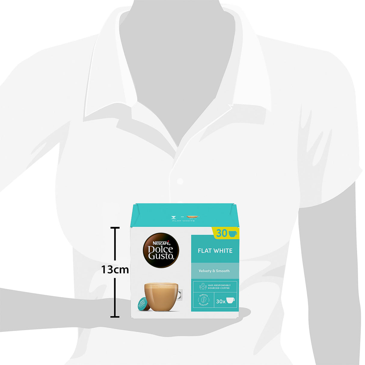 Nescafe Dolce Gusto Flat White Magnum Pack size diagram