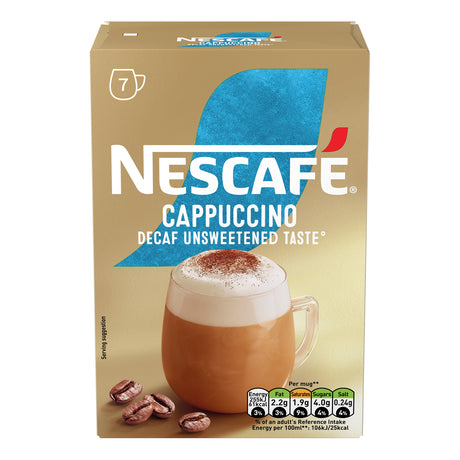 Nescafe Cappuccino Decaf Unsweetened Taste packaging on a white background