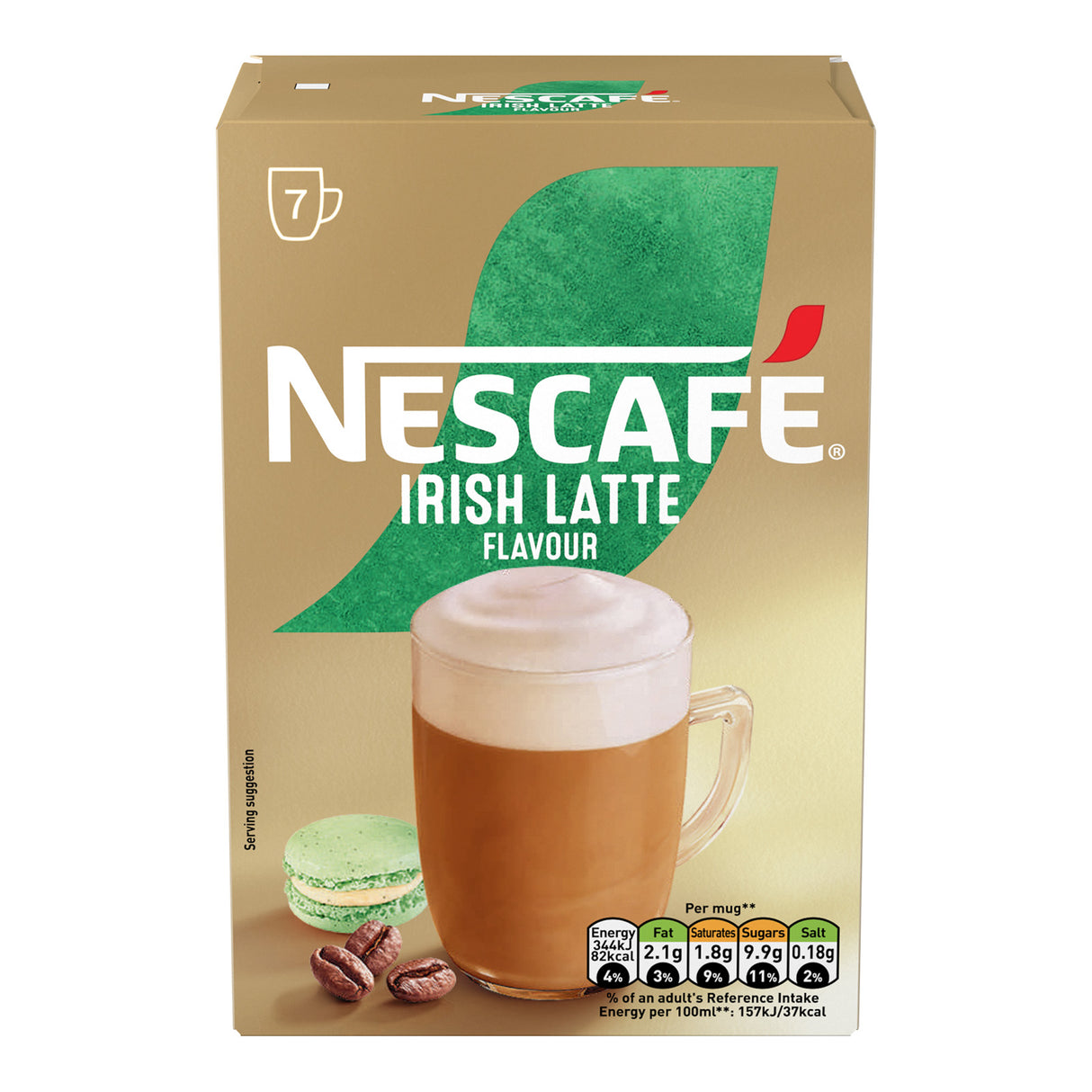 Nescafe Irish Latte flavor packaging on a white background