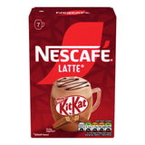 Nescafe Latte with KitKat packaging on a red background