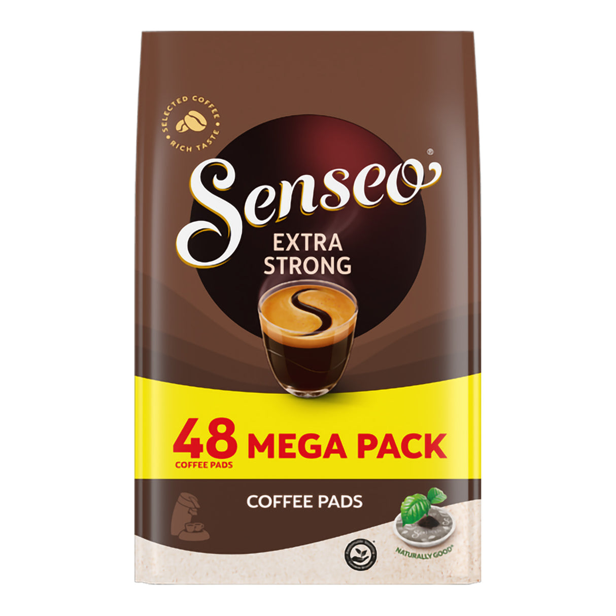 Senseo Extra Strong coffee pads packaging on a white background