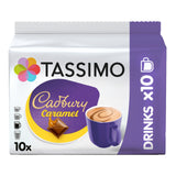 Tassimo Cadbury Caramel coffee pod packaging on a white background