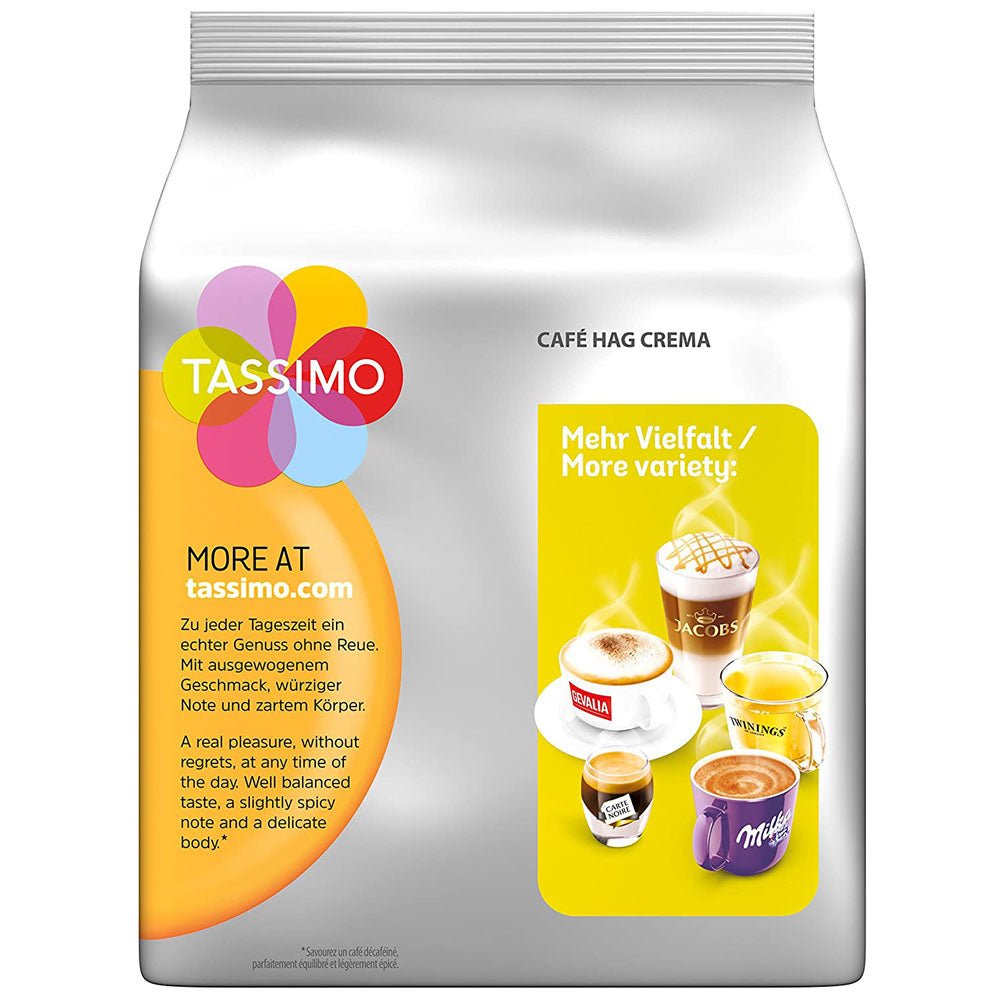 Tassimo Cafe Hag Decaffinated Coffee Pods back of packet