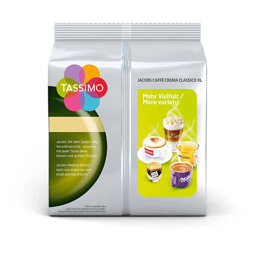 Tassimo Jacobs Caffé Crema Classico XL Coffee Pods back of packet