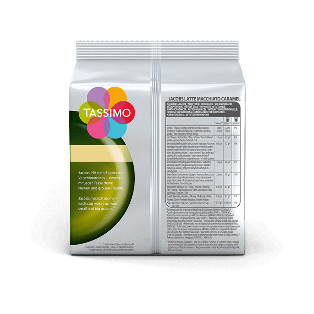 Tassimo Jacobs Caramel Latte Macchiato Coffee Pods back of packet