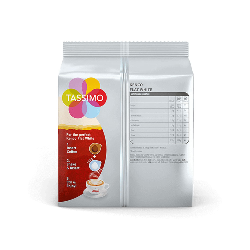 Tassimo Kenco Flat White Coffee Pods back of packet