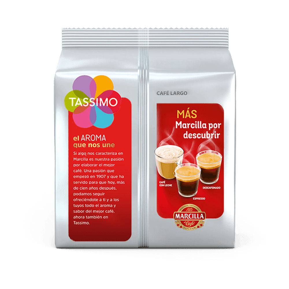 Tassimo Marcilla Café Largo Coffee Pods back of packet