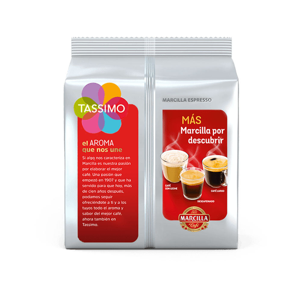 Tassimo Marcilla Espresso Coffee Pods back of packet