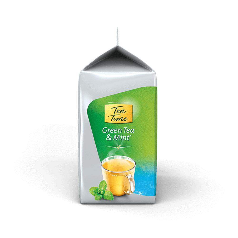 Tassimo Tea Time Green Tea & Mint Tea Pods side of packet