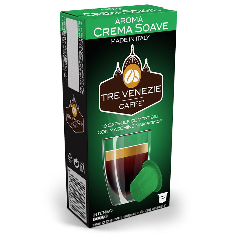 Tre Venezie Caffe Crema Soave 10 Capsule Nespresso Compatible Pods