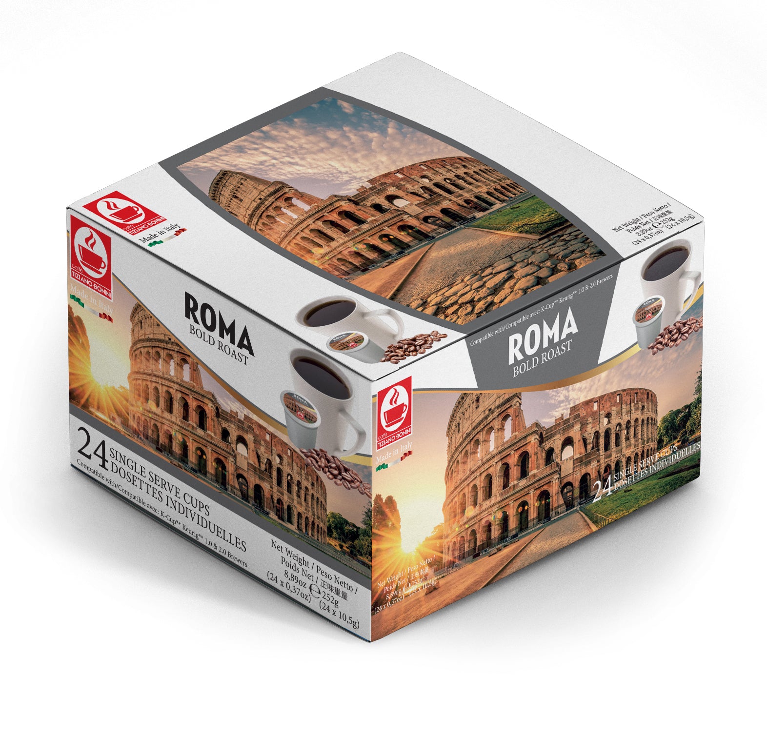 Roma Coffee Pods Keurig K Cup Compatible 24 Pack Tiziano Bonini Stormbrew